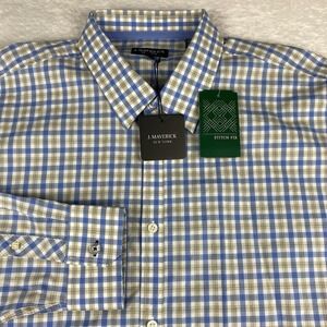 Jack Maverick Shirt Mens XXL Blue/Tan Checks Saratoga Poplin NWT!